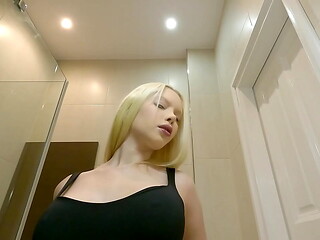 Hot Brazilian Petite Blonde College Girl comes for a Fashion Lingerie Shooting prepares in the Bathroom turns a Porn Casting