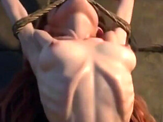 Redhead in Dungeon Bondage - Desperate for Cock in Tight Pussy