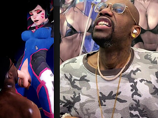 Beautiful Transgender D.va Getting Her Girl Cock Sucked off by a BBC Gooner