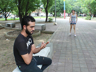 I meet a beautiful teen and she takes me home to fuck us - Porn in Spanish