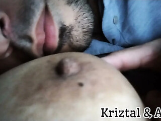 Husband can't get enough of wife's big natural tits