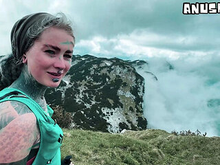 Wild Mountain Blowjob with Facial Cumshot - Horny German Couple Outdoor Fuck