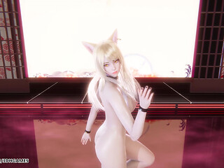 Mmd Gokuraku Jodo Ahri Sexy Striptease League of Legends Hentai Uncensored 4K 60fps