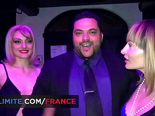 Private party at the swinging club with multiple girls