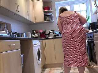 Your Plus-Size Stepmom Sucks Your Huge Cock in the Kitchen (POV)