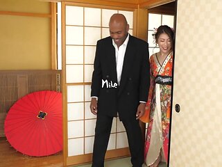 Sara Otani Japanese Geisha Entertain By Fuck And Creampie With A Black Big Cock
