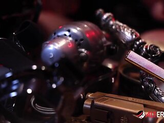 Kitt Jones gets so horny in her bunker she uses a powerful machine on her pussy! - AltErotic
