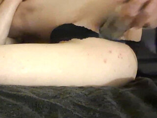 Pantieboy toy play in black lace panties