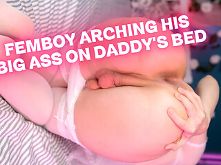 adorable femboy practicing with stepfather's thick dick