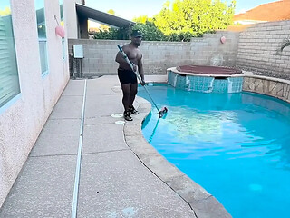 Hottest pool boy gets creampie with couples