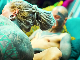 Tattooed Lesbian Toy Play Fingering and Pussy Licking