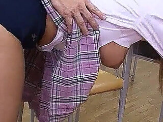 Japan college teen with hairy pussy fucked by teacher