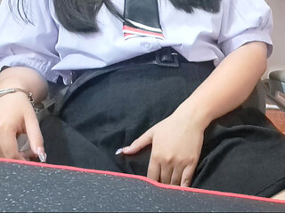 A female student is learning to masturbate.