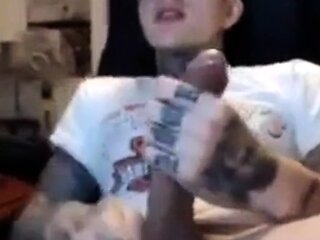 Latin Twink With Biggest Tattooed Cock Masturbates
