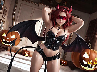 Members Only - Her Halloween Cosplay Was a Succubus, and She Begged to Be Fucked Deep - Ai Generated