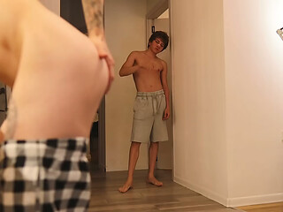 I Caught My Roommate Fingering His Ass in the Kitchen Then I Licked His Ass and Fucked Him