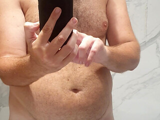 All naked in a pubblic bathroom