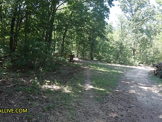 Stepfather and stepson tag team girl lost in woods