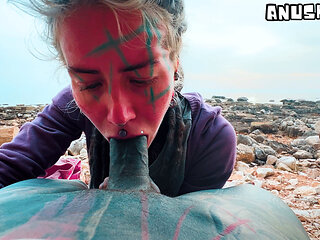 Cum on Face Public Blowjob Leads to Messy Facial