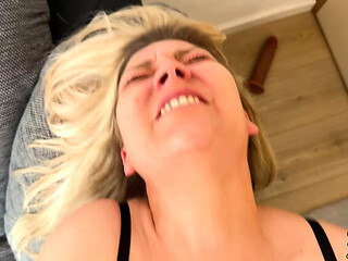German MILF Gets Multiple Orgasms - Hairy Pussy Fucked Hard & Squirt