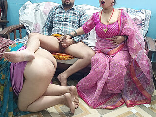 Indian Best Threesome Sex with Maid and Daughter in Law
