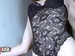 Cynthia Lavigne: Pornostar Petite Brunette Cynthia Lavigne Stripping in the Stairs