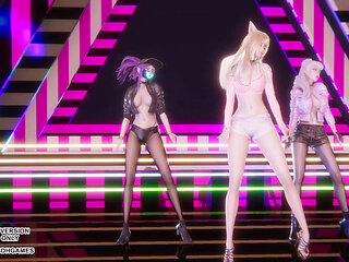 MMD  BABYMONSTER - FOREVER - Ahri, Akali, Evelynn Sexy Kpop Dance League of Legends Hentai Uncensored 4K 60FPS