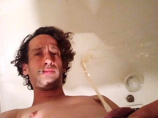 Tall Arching Jet of My Pee in a Sink Squishy Sounds with Urine Soaked Clit