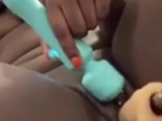 Legs Wide Open Pounding My Pussy with Fucking Machine Stimulating My Clit