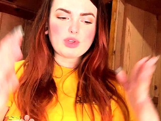 Amateur redhead shaves and masturbates