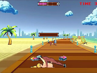Hot blonde in roller skates having sex with anyone she finds on the street in Rollerbabe hentai game