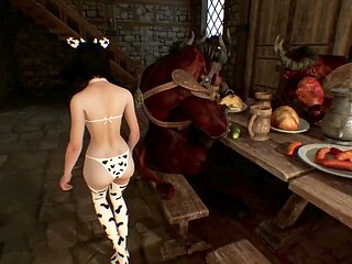 Furry gangbang with silicone lust featuring busty minotaurs in cow costumes