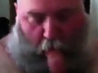 Bearded Daddy Sucks Big Cock
