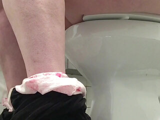 Curvy MILF in Public Toilets Horny in Cotton Panties