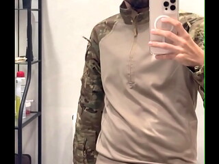 Military showing big cock and jerking off