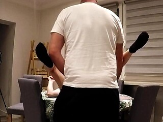 Cuckolded hubby watches his wife get banged by the neighbor