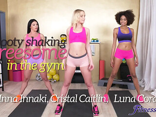 Two fit beauties have a shocking lesbian 3some indoors