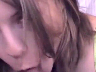 Young Blonde Babe Sucks and Rides Her Dildo