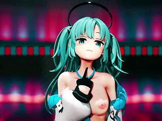 Hayase Yuuka Hentai Blue Archive No Bra Dance Queencard MMD 3D Clear Blue Hair (CLIP)