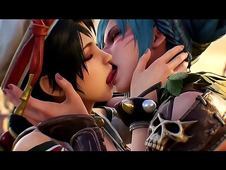 Tira x Talim Lesbian Kissing (Soul Calibur / AI generated)
