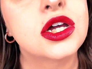 Forever Weak for My Lips - Seductress Sydney Screams Applies Red Lipstick Before Covering You with Her Lipstick Kiss Marks