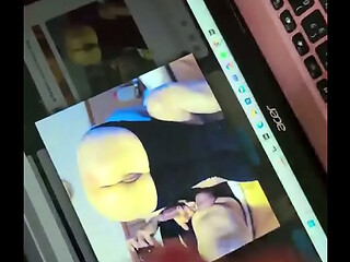 Tribute 5 Sub Jerking his Cum over his Laptop over my Ass Pic