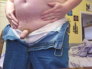 Fucking my flashlight filmed from beheind thrusting my heavy balls into it until I cum