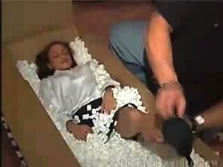 Hot brunette foot fetish play