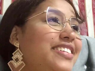 Busty Latina with Glasses on Sucks My Big Cock