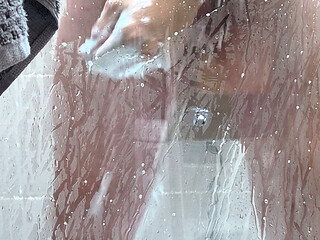 Man shower. Ass dick cock cleaning close up