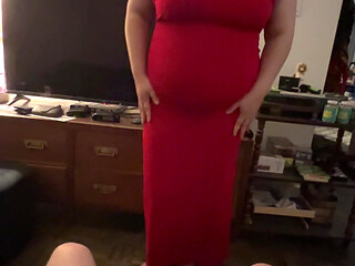 Dressed up to go out but he takes some oral convincing