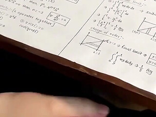 Busty Schoolgirl Handjob to a Classmate Under the Table at Math Class