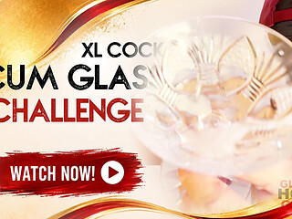 Cock Squirts in the Cum Glass at the Gloryhole