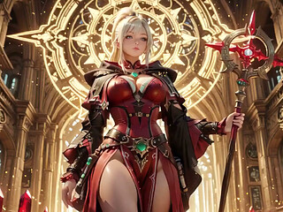 Red & Black Armor Witch! Forbidden Casting in the Gothic Library.